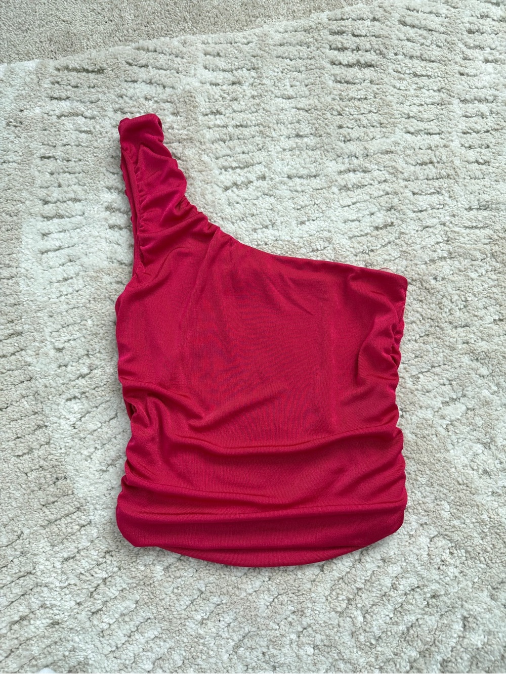One-Shoulder Hot Pink Women's Top
